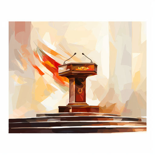 Podium clipart in the style of Oil painting, on a white background