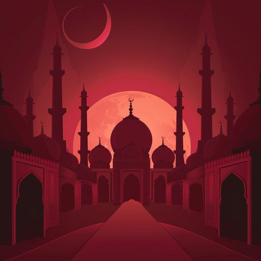 Muslim clipart on deep maroon flat background