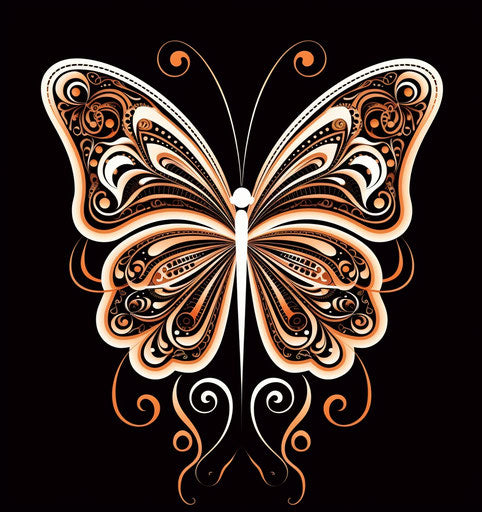 Captivating black butterfly design in squiggly line style