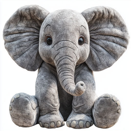 Realistic clipart of a plush elephant, high resolution
