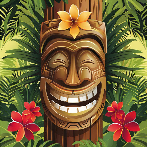 Luau clipart with photo realistic style on a flat random background, glossy finish and sharp outlines