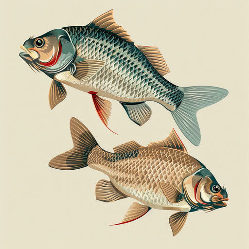 Realistic quality fish clipart images on flat beige background