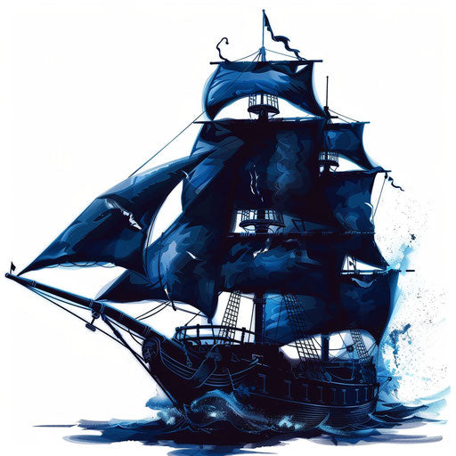 Bold cartoon pirate ship sailing the high seas