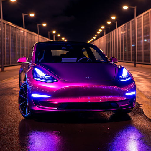 Electric car in bright purple