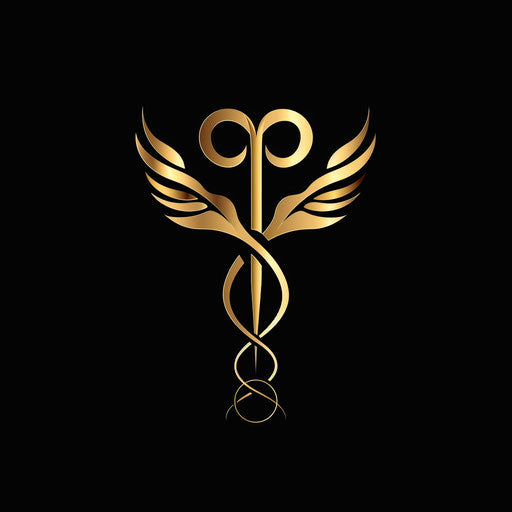 Luxury medical logo with gold detailing on black background
