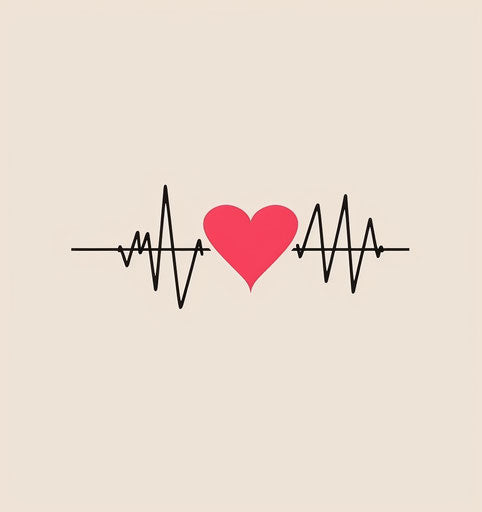 Minimalist pink heart beat vector graphic design