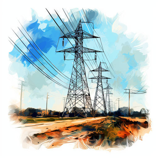 Electricity clipart in the style of Oil painting, on a white background
