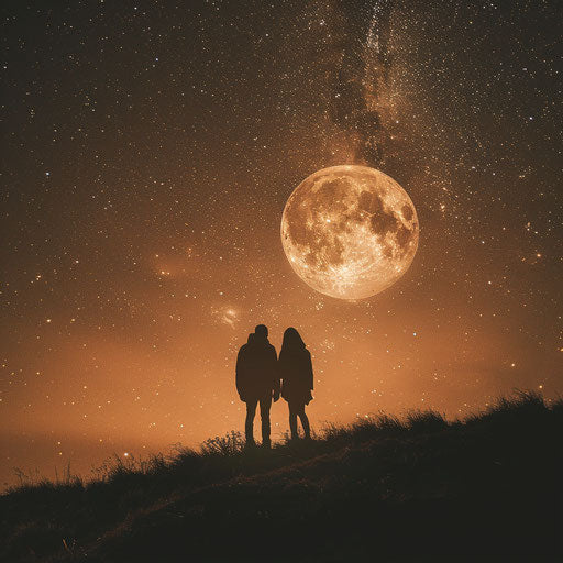 Moonlit couple on hill