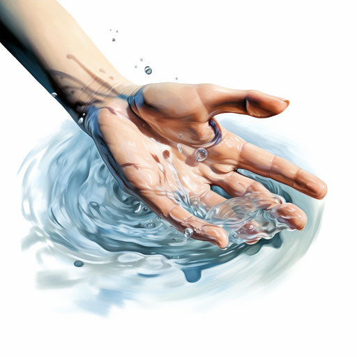 Washing hands artwork in Oil painting style, on white backdrop