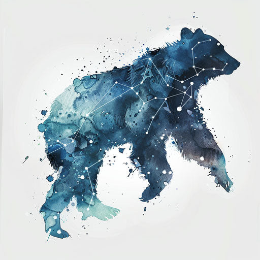 Watercolor representation of Ursa Major constellation tattoo