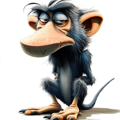 Humorous caricature of an animal with human characteristics