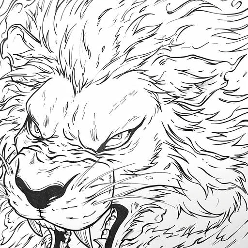 Expressive-eyed lion in Mamoru Hosoda style