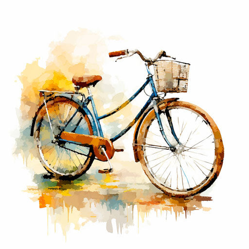 Bike illustration in the style of Impressionistic Art, on white background