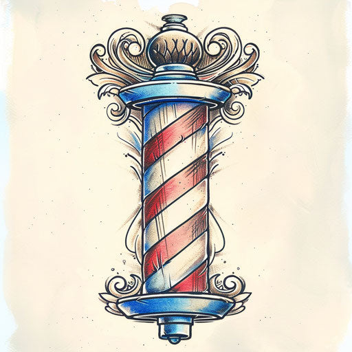 Classic American barber pole with swirling stripes