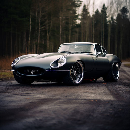 Jaguar E-Type car Fat tires