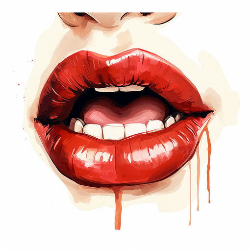 Chiaroscuro style mouth drawing on white background