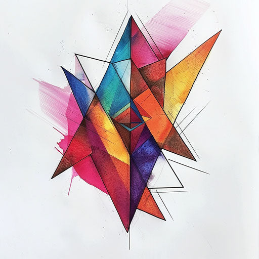 Abstract geometric triangle tattoo drawing