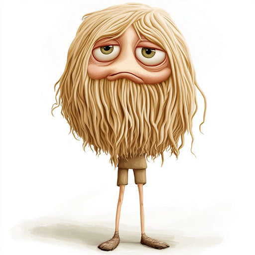 Humorous caricature of a mop with human characteristics