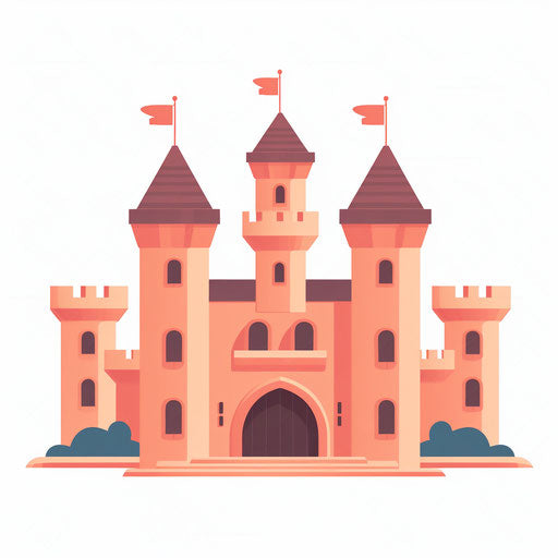 Minimalist style castle on white background