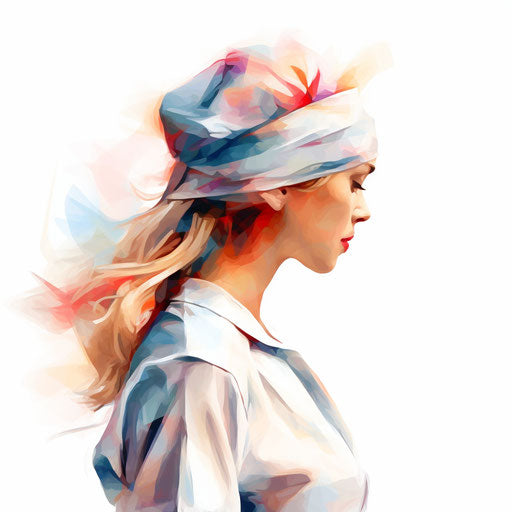 Nurse hat illustration in the style of Impressionistic Art, on white background