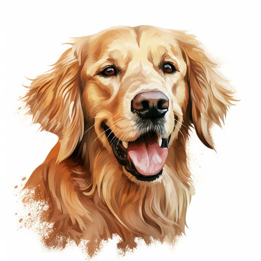 Chiaroscuro Art golden retriever clipart on white background