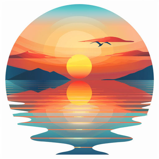 Sunrise clipart with realistic style on white background