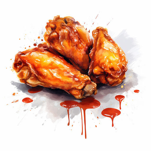 Chicken wing clipart in the style of Oil painting, white background