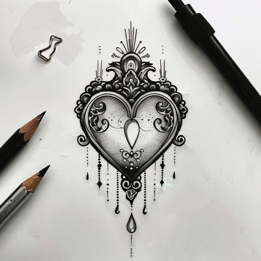 Crying heart with lace patterns