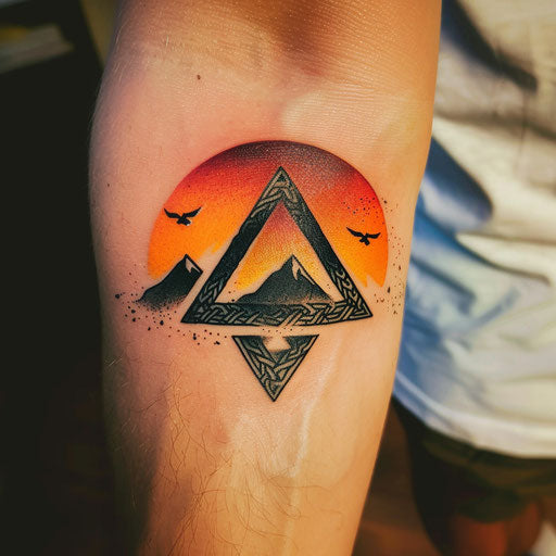 Valknut on sunset color gradient