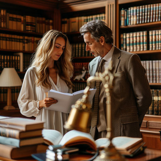 Legal team preparing for a major case in a library