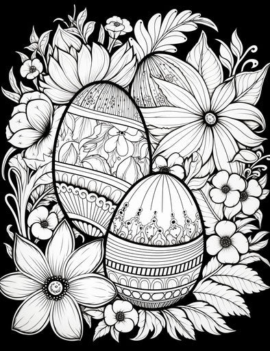 Easter coloring pages in the style of dye-transfer, soft and dreamy
