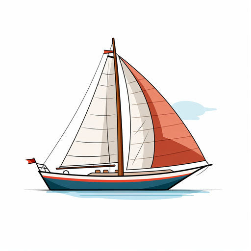 minimalist sailboat illustration, on white background