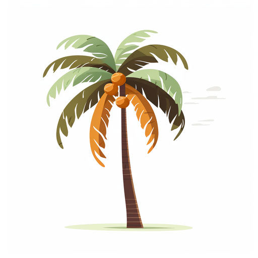Coconut tree clipart in Minimalist style, on white background