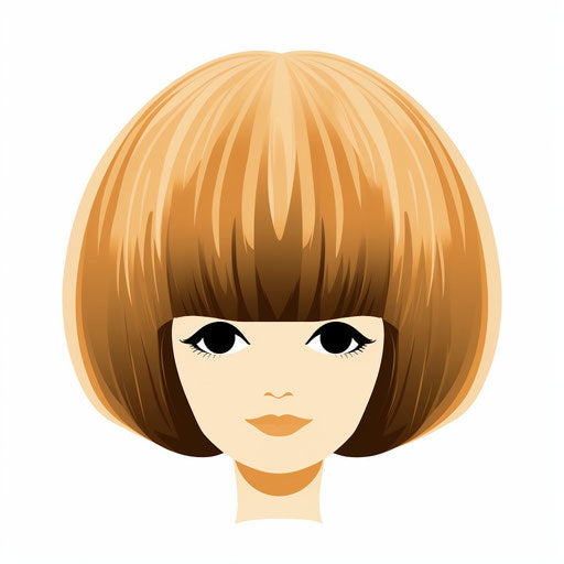 Minimalist style illustration of wig clipart, on white background