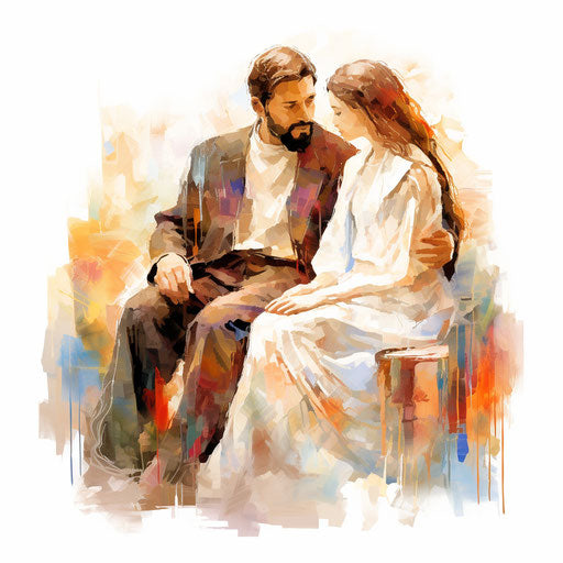 Impressionistic art of Catholicism, on white background