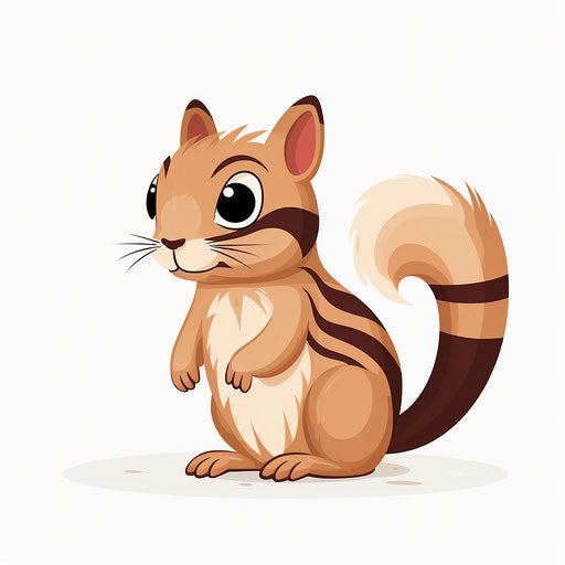 Chipmunk art in Minimalist style, on white background