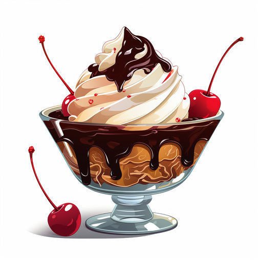 Ice Cream Sundae Illustration in Chiaroscuro Art Style