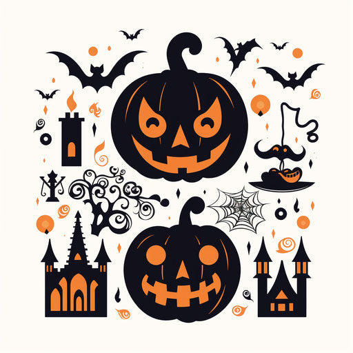 Halloween clip art in the Minimalist style, on white background