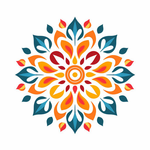 Rangoli clipart in Minimalist style, on white background