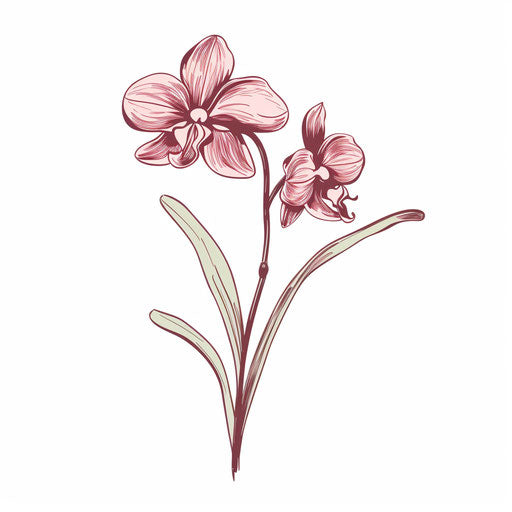 Minimalist orchid illustration on white background
