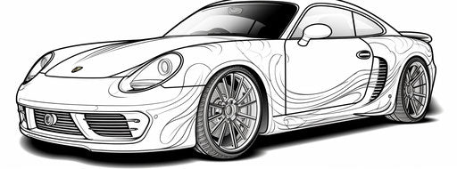 Sports car color sheet image, Andrea Mantegna style, stencil and spray paint