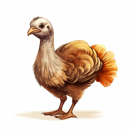 Adorable turkey drawing in the Chiaroscuro Art style, on white background