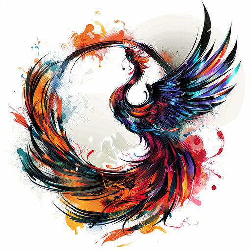 Symbolic tattoo of Baldur with a phoenix, rebirth