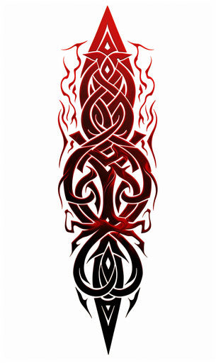 Dramatic knotted tribal tattoo on white background