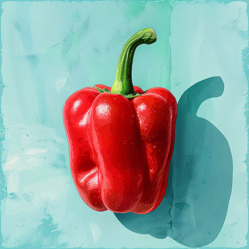 Realistic pepper clipart on flat, serene aqua background
