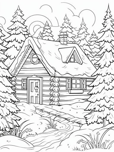 Christmas coloring pages for kindergarten in abstract style
