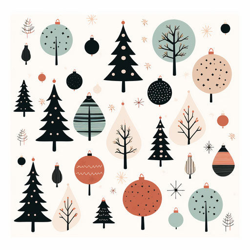 Christmas illustration in Minimalist style, on white background