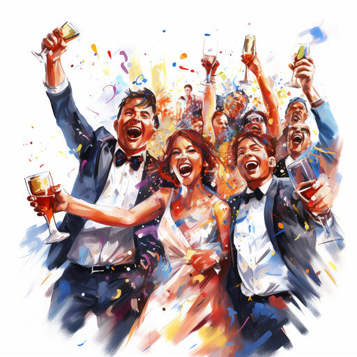 Celebration illustration, oil painting style on white background