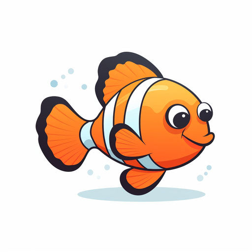 Clownfish in Minimalist Style on White Background