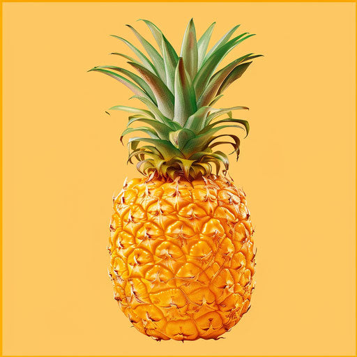 Realistic pineapple clipart on flat colorful background